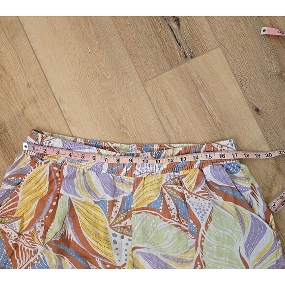 Vtg C&C California Linen Pants XL Wide Leg Ankle Colorful Floral Elastic Waist - Picture 2 of 8